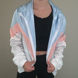 Pink blue and white windbreaker